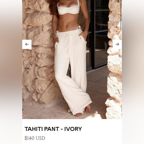 MONDAY Swimwear Tahiti Pants in Ivory New With Tags Size Medium - Picture 2 of 15